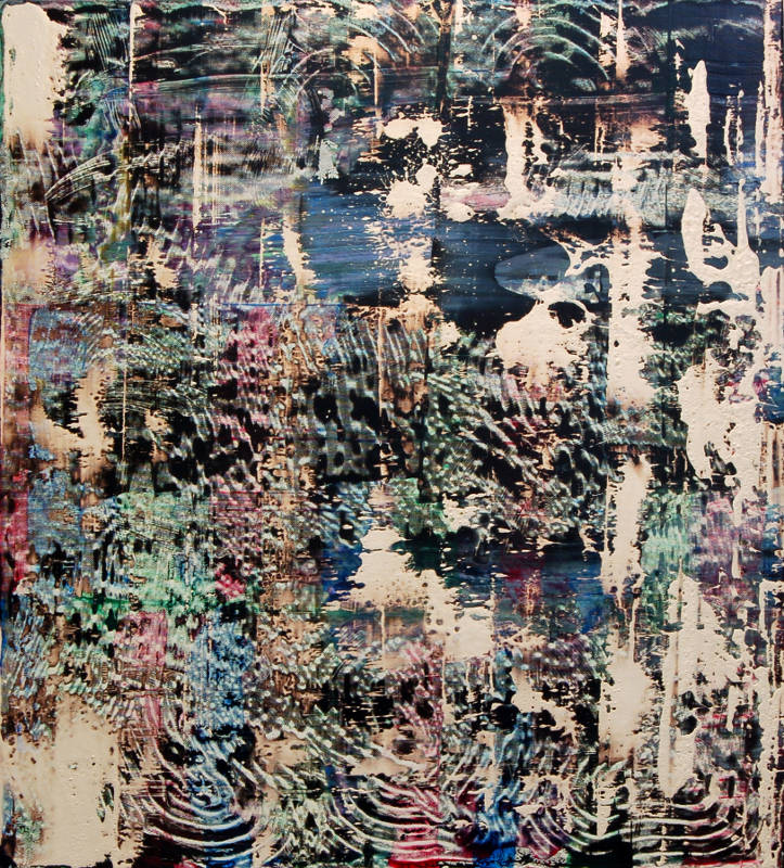 Bernard Gilbert - 2011 - Number 126 - Acrylic mediums on polyester canvas, 100 x 90 cm
